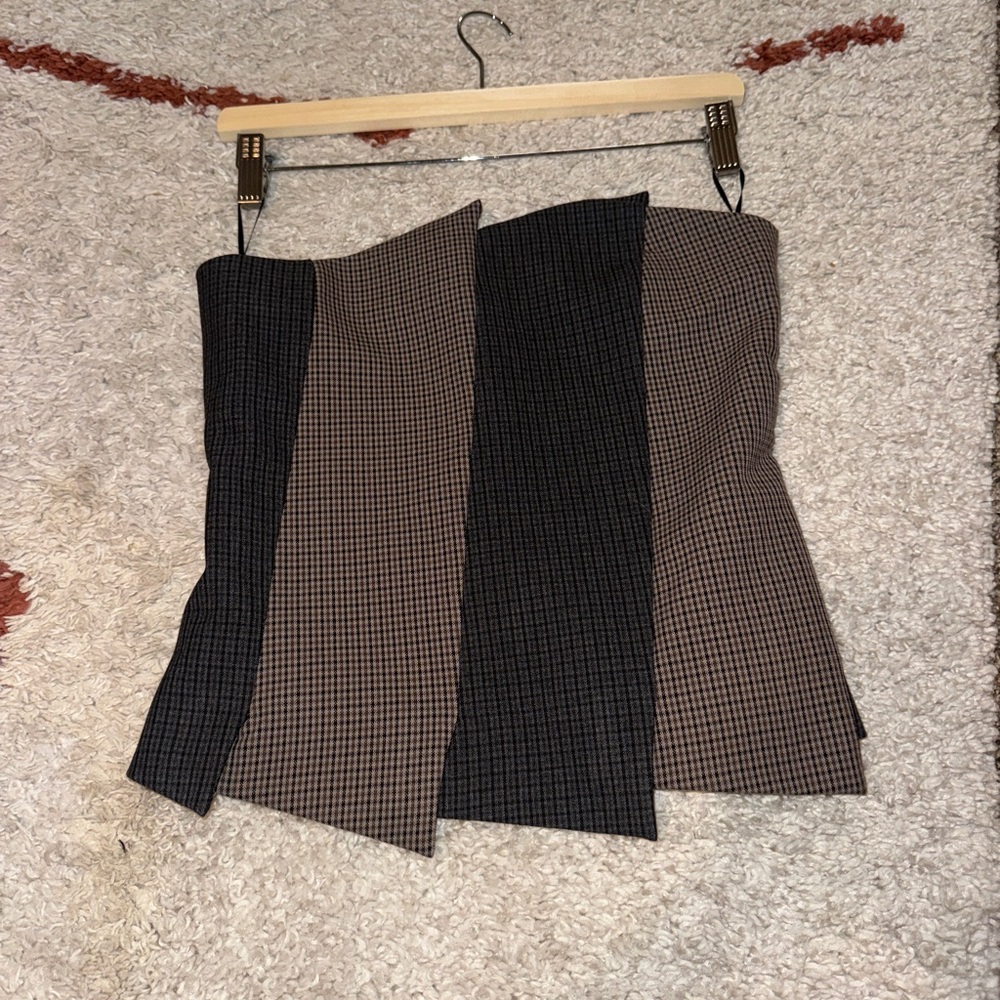 Zara Brown and Black Patchwork Mini Skirt
